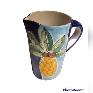 La Musa Italy Ceramic 46 oz Pitcher Hand Painted Pineapple